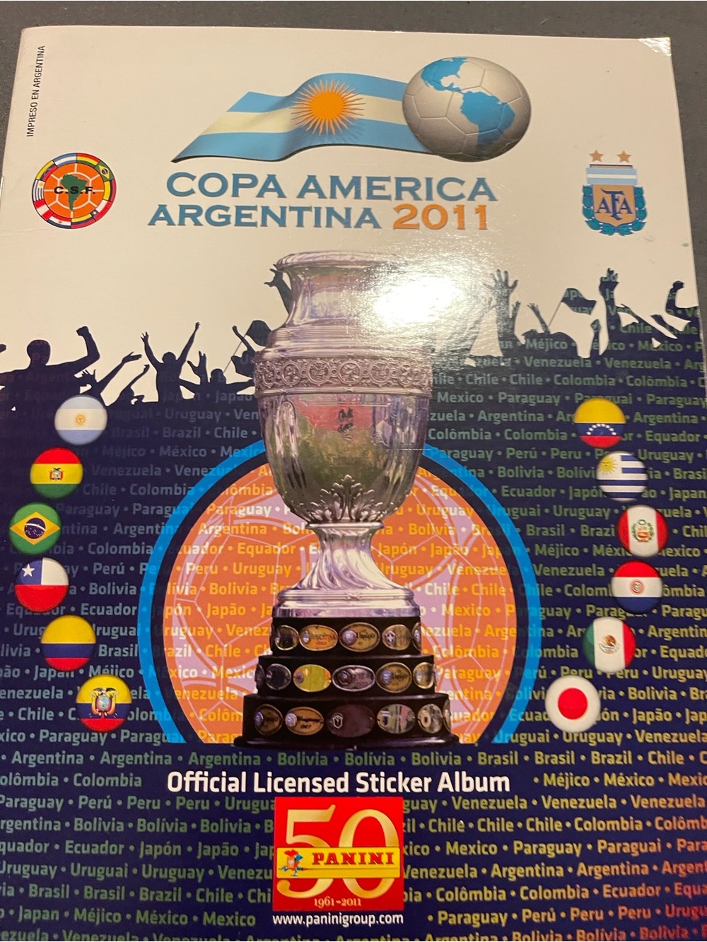 Panini Copa America Argentina 2011 Sticker Album - Blue, White & Purple